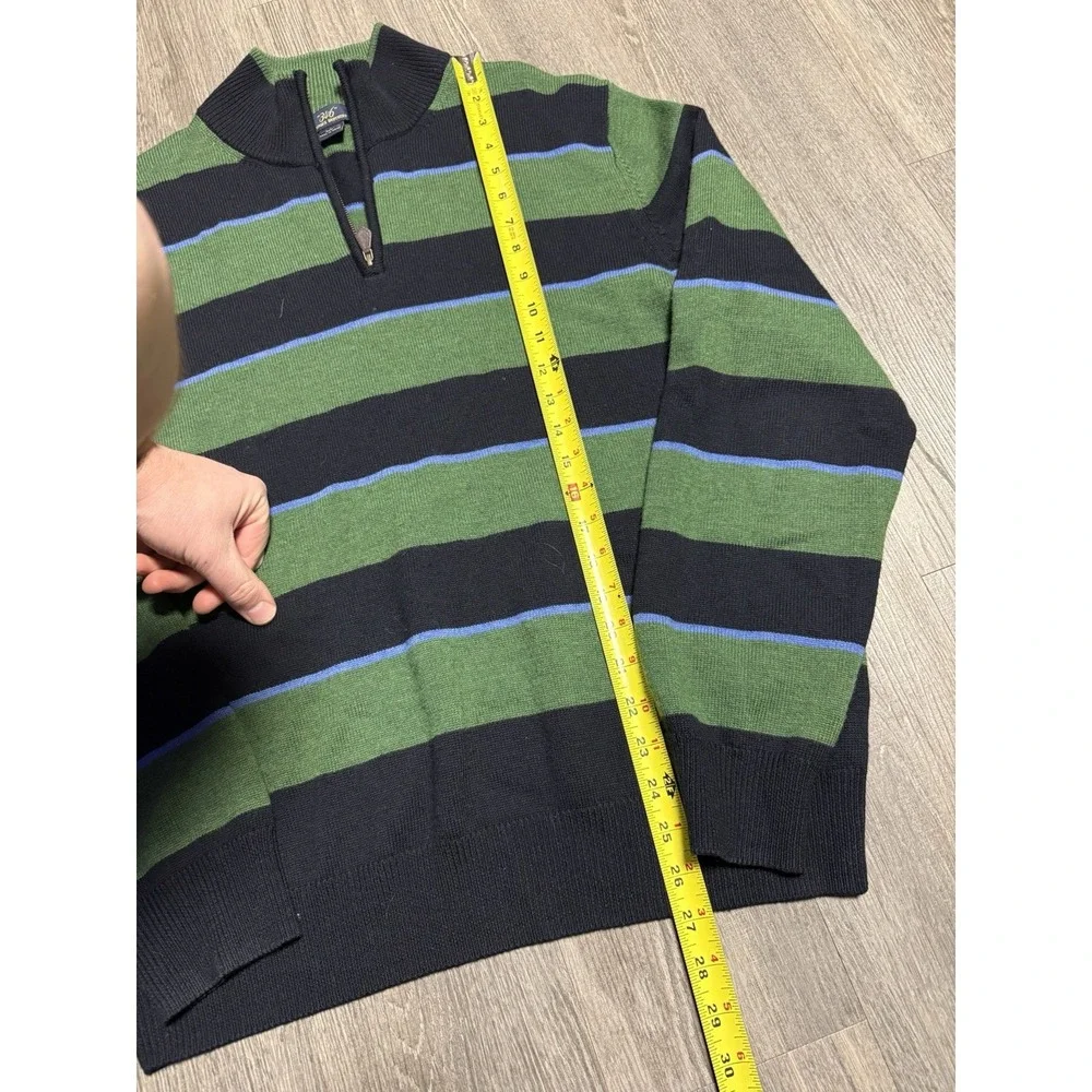 Brooks Brothers 364 Merino Wool Green Blue 1/4 Zip Sweater‎ Preppy Size Large